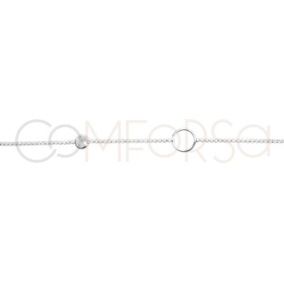 Sterling silver 925 bracelet with circle & zirconia connector