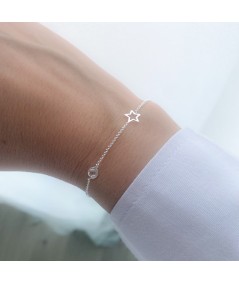 Sterling silver 925 bracelet with star & zirconia connector