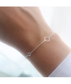 Sterling silver 925 bracelet with rhombus & zirconia connector