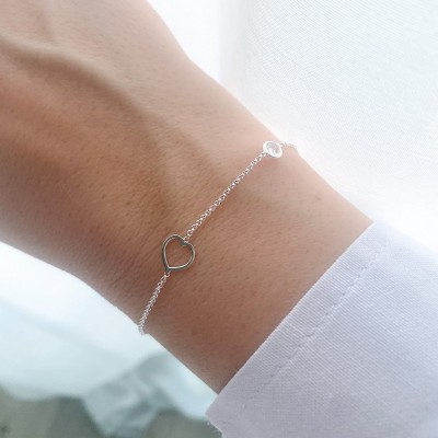 Pulsera con corazón y circonita Plata 925