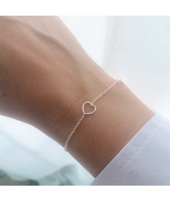 Pulsera con entrepieza corazón y circonita Plata 925