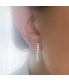 Sterling silver 925 long single zirconia earring 2.5 x 25mm