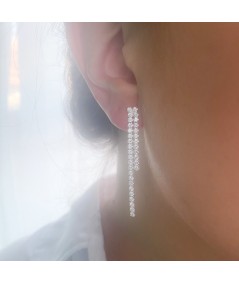 Sterling silver 925 long double zirconia earring 5 x 52.5mm