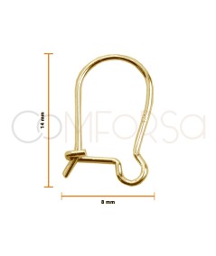 Sterling silver 925 gold-plated kidney earring hook 8x14mm