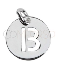 Sterling silver 925 cut-out letter B pendant 12mm