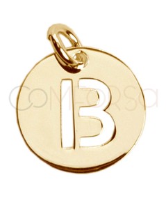 Gold-plated sterling silver 925 cut-out letter B pendant 12mm