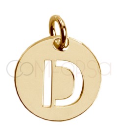 Gold-plated sterling silver 925 cut-out letter D pendant 12mm