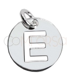 Sterling silver 925 cut-out letter E pendant 12mm