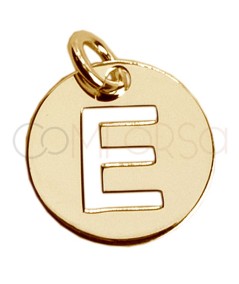 Sterling silver 925 cut-out letter E pendant 12mm