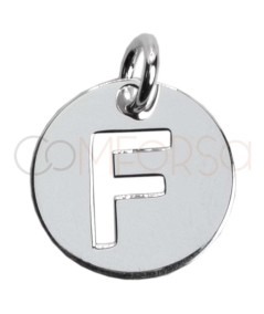 Sterling silver 925 cut-out letter F pendant 12mm