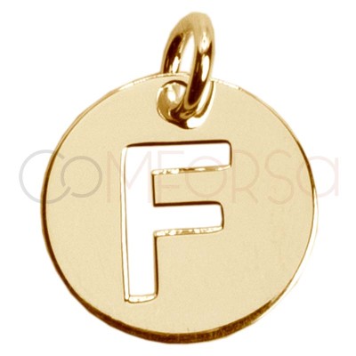 Sterling silver 925 cut-out letter F pendant 12mm