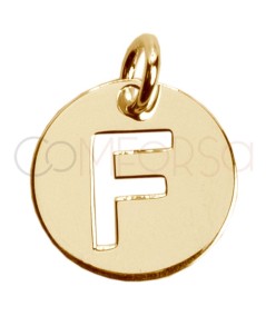 Colgante letra F calada 12mm Plata chapada en oro