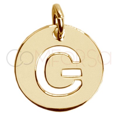 Colgante letra G calada 12mm Plata chapada en oro