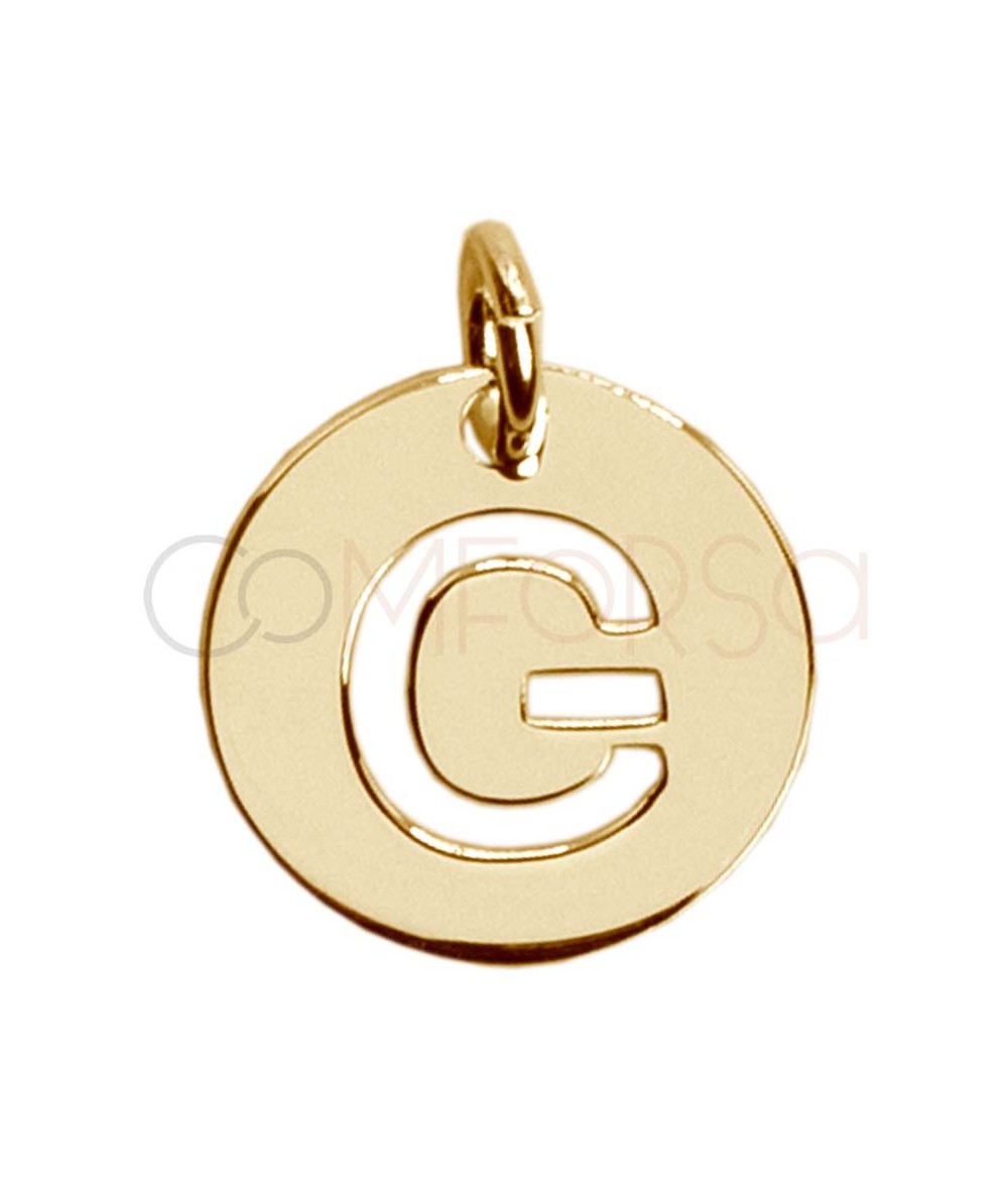 Colgante letra G calada 12mm Plata chapada en oro