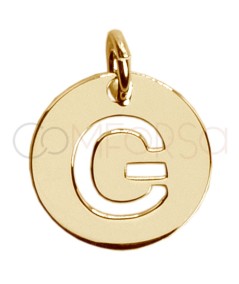 Dije letra G calada 12mm Plata chapada en oro