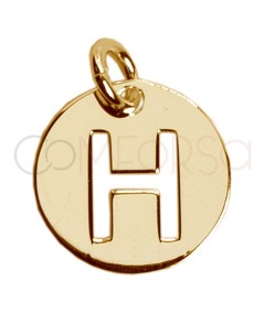 Dije letra H calada 12mm Plata chapada en oro
