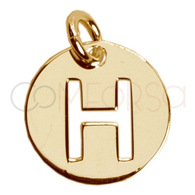 Colgante letra H calada 12mm Plata chapada en oro