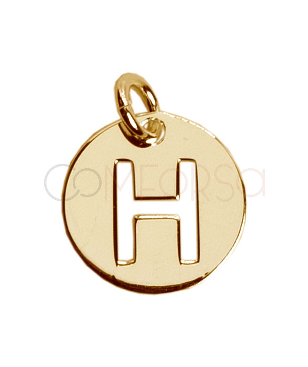 Colgante letra H calada 12mm Plata chapada en oro