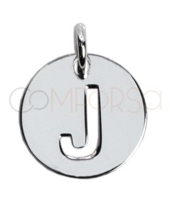 Sterling silver 925 cut-out letter J pendant 12mm