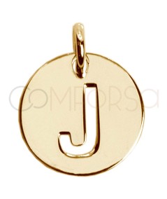 Colgante letra J calada 12mm Plata chapada en oro