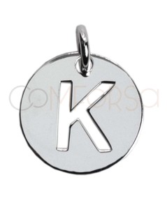 Sterling silver 925 cut-out letter K pendant 12mm