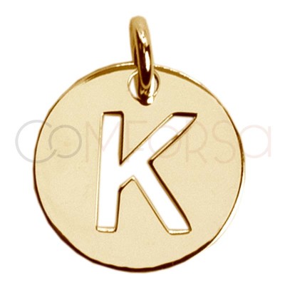 Colgante letra K calada 12mm Plata chapada en oro