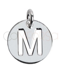Sterling silver 925 cut-out letter M pendant 12mm