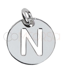 Sterling silver 925 cut-out letter N pendant 12mm