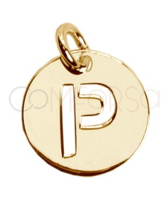 Sterling silver 925 cut-out letter P pendant 12mm