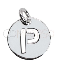 Sterling silver 925 cut-out letter P pendant 12mm