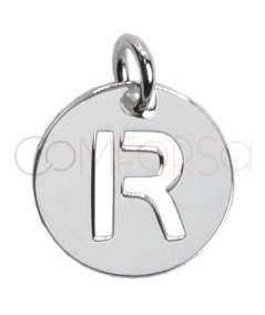 Sterling silver 925 cut-out letter R pendant 12mm
