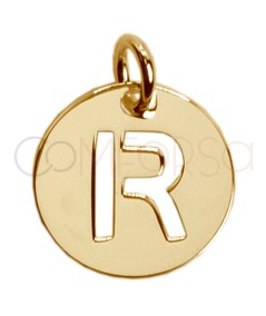 Colgante letra R calada 12mm Plata chapada en oro