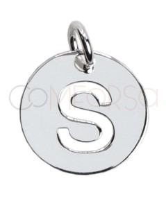 Sterling silver 925 cut-out letter S pendant 12mm