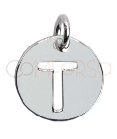 Sterling silver 925 cut-out letter T pendant 12mm