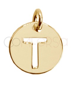 Colgante letra T calada 12mm Plata chapada en oro