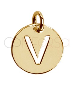 Gold-plated sterling silver 925 cut-out letter V pendant 12mm