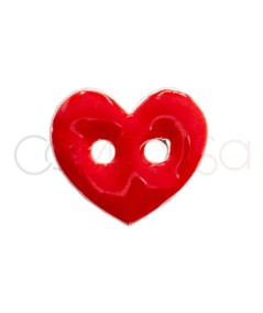 Entrepieza botón corazón con esmalte rojo 10 x 9mm Plata 925