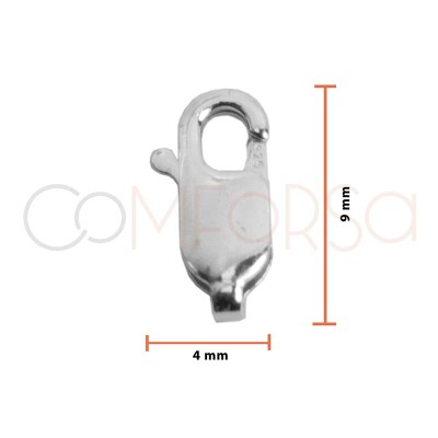 Mosquetón sin anilla 4 x 9 mm en plata 925