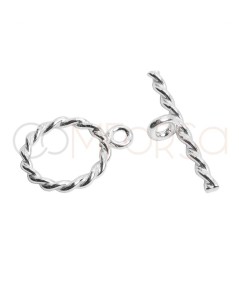 Sterling silver 925 twisted toogle clasp with jump ring 15mm