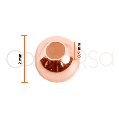 bolita lisa 2 mm (0.9) plata baño de oro rosa