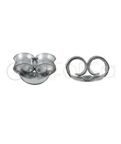 Rhodium-plated sterling silver 925 ear nut 5mm