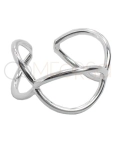 Sterling silver 925 infinity ring with 2 crossed threads