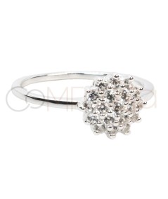 Sterling silver 925 flower ring with crystal zirconias