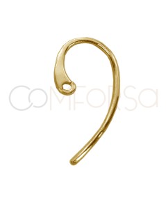 Sterling silver 925 gold-plated long flat hook with open jump ring 12 x 22 mm