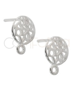 Sterling silver 925 round engraving earring with jump ring