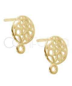 Sterling Silver 925 Gold Plated Cut-out Earrings with Jump Ring 10 mm