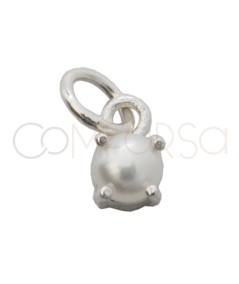 Sterling silver 925 mini pearl with claws pendant 4mm