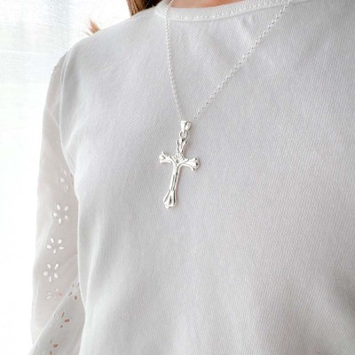 Sterling silver 925 baroque cross with Christ pendant 19 x 32mm