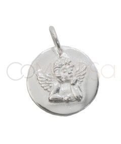 Engraving + Sterling silver 925 Angel of Raphael medallion 14mm