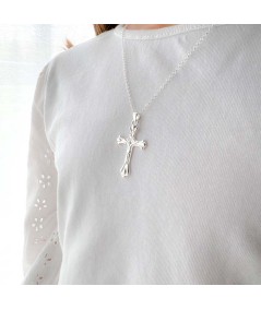 Sterling silver 925 Baroque cross chain with Christ
